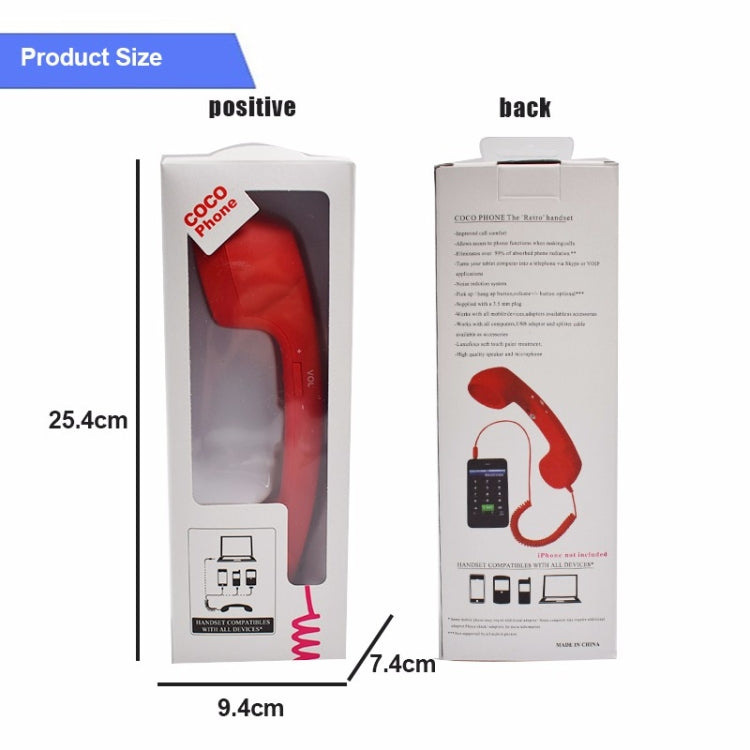 3.5mm Plug Mic Retro Telephone Anti-radiation Cell Phone Handset Receiver(Red) - Others Accessories by buy2fix | Online Shopping UK | buy2fix