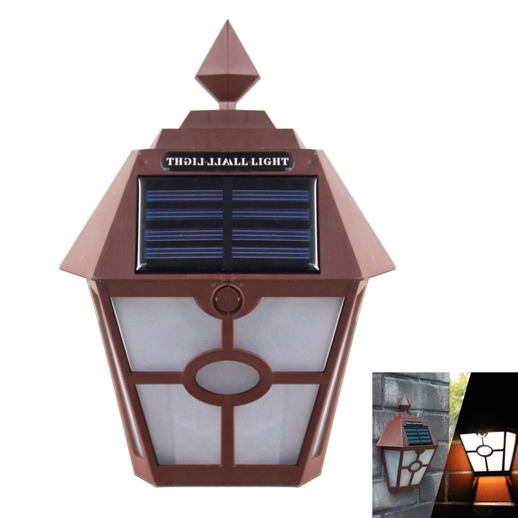 Solar Retro Hexagonal LED Wall Lamp Outdoor Light Sensor Control Landscape Light (Brown) by buy2fix