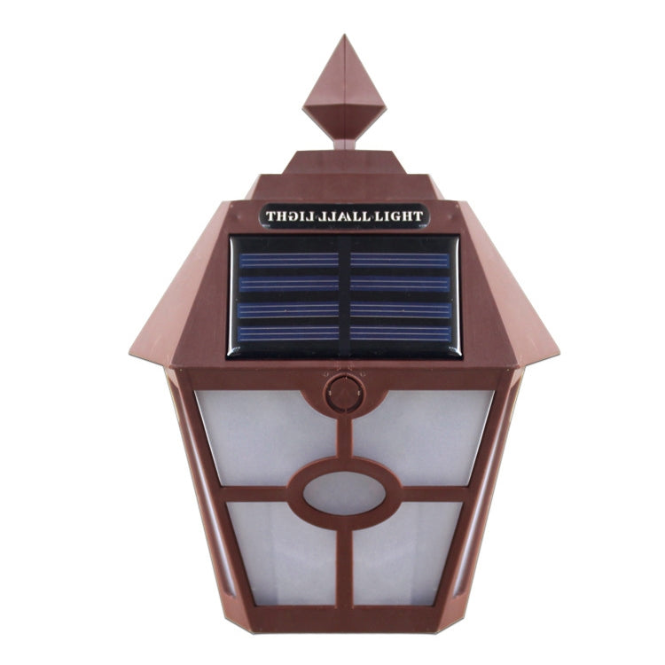 Solar Retro Hexagonal LED Wall Lamp Outdoor Light Sensor Control Landscape Light (Brown) by buy2fix