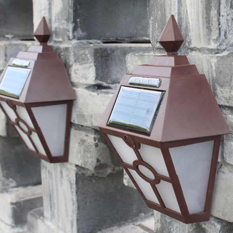 Solar Retro Hexagonal LED Wall Lamp Outdoor Light Sensor Control Landscape Light (Brown) by buy2fix