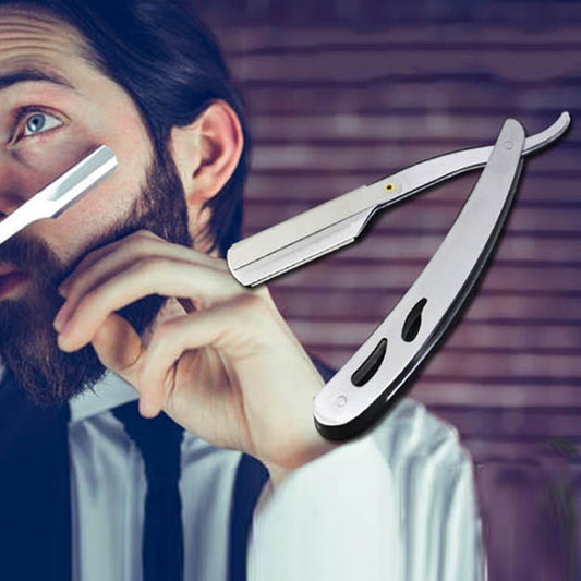 Hairdresser Vintage Razor Stainless Steel Double-sided Blade Holder Haircut Shaved Eyebrow Knife Holder(Silver) - Shavers & Accessories by buy2fix | Online Shopping UK | buy2fix