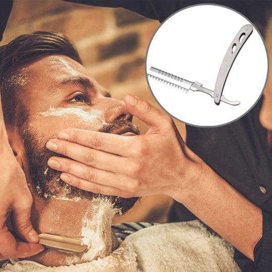 Vintage Manual Razor Blade Holder Shaving Eyebrow Chimer Haircut Blade Holder(Silver)