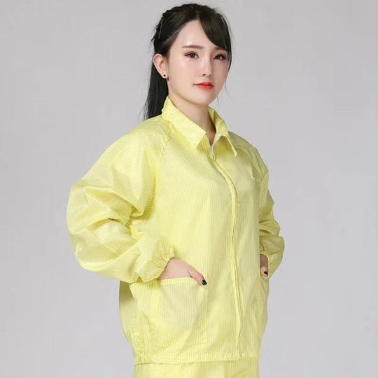 Antistatic Top Short Dust-free Jacket Lapel Overalls,Size:XXL(Yellow)