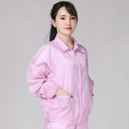 Antistatic Top Short Dust-free Jacket Lapel Overalls,Size:S(Pink)