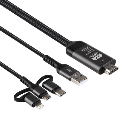 3 in 1 Micro USB + USB-C / Type-C + 8 Pin to HDMI HDTV Cable(Black) by buy2fix