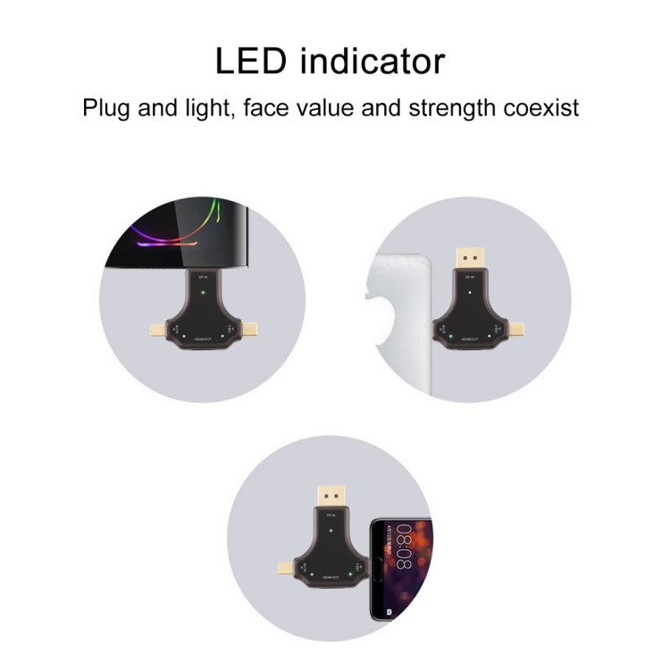 D63A DisplayPort + Mini DP + UCB-C / Type-C Male to HDMI Female 3 in 1 Adapter by buy2fix