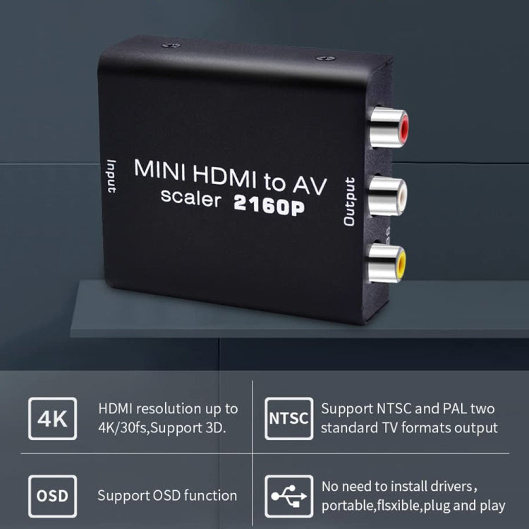 Mini HDMI to AV / CVBS Composite Video Signal Converter(Black) by buy2fix