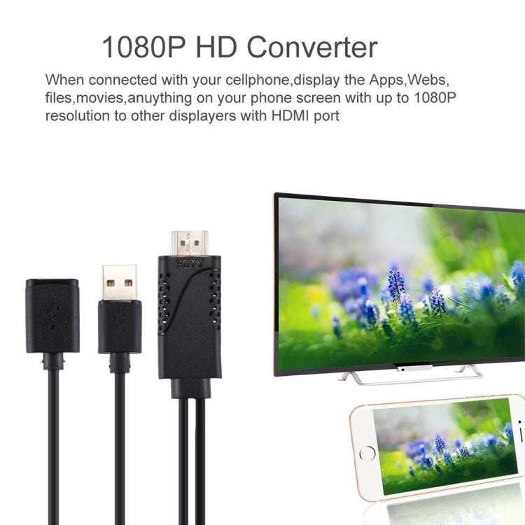 1080P USB 2.0 Male + USB 2.0 Female to HDMI HDTV AV Adapter Cable for iPhone / iPad, Android Smartphones(Black) by buy2fix