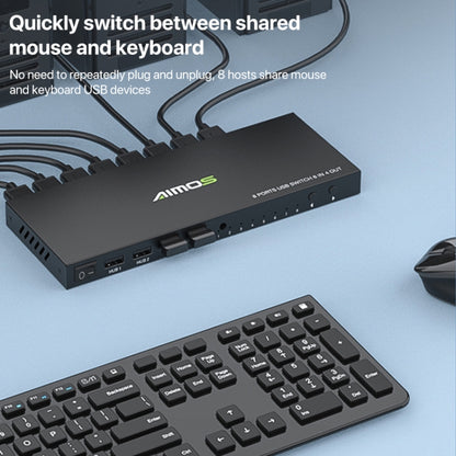 AIMOS AM-KM804 USB 8 In 4 Out Switch - USB Adapter by buy2fix | Online Shopping UK | buy2fix