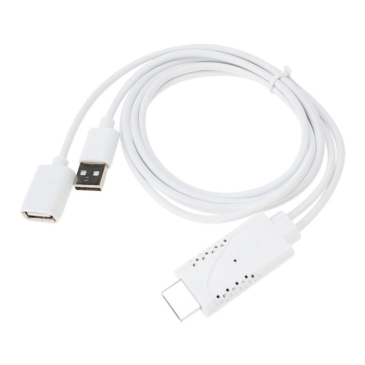 USB Male + USB 2.0 Female to HDMI Phone to HDTV Adapter Cable(White) by buy2fix