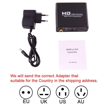 NEWKENG X5 HDMI to DVI with Audio 3.5mm Coaxial Output Video Converter, EU Plug - Converter by buy2fix | Online Shopping UK | buy2fix