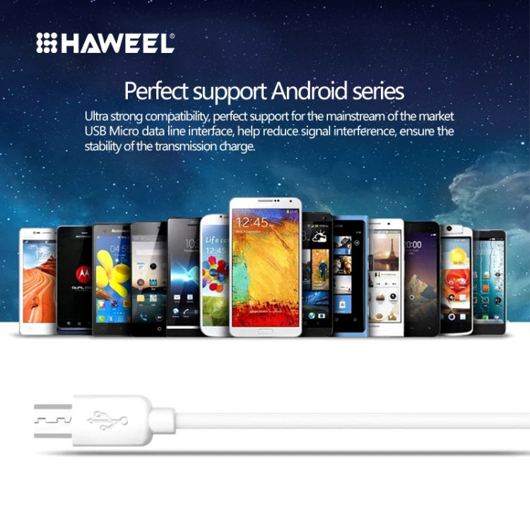 HAWEEL 2m High Speed Micro USB to USB Data Sync Charging Cable, For Galaxy, Huawei, Xiaomi, LG, HTC and other Android Smart Phones(White) - Micro USB Cable by buy2fix | Online Shopping UK | buy2fix