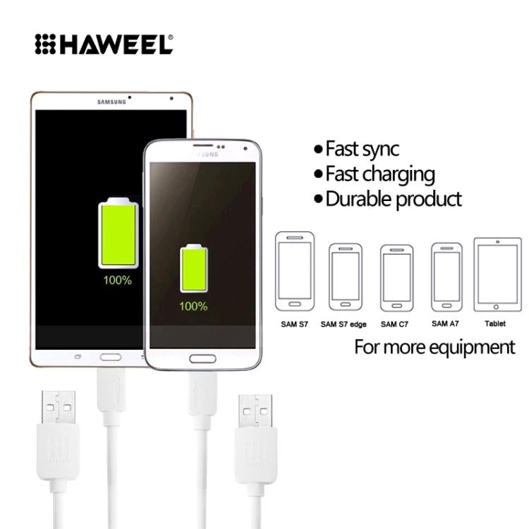 HAWEEL 3m High Speed Micro USB to USB Data Sync Charging Cable For Samsung, Xiaomi, Huawei, LG, HTC, The Devices with Micro USB Port(White) - Micro USB Cable by buy2fix | Online Shopping UK | buy2fix