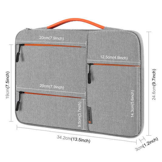 HAWEEL 13.0 inch Sleeve Case Zipper Briefcase Laptop Handbag For Macbook, Samsung, Lenovo Thinkpad, Sony, DELL Alienware, CHUWI, ASUS, HP, 13 inch -13.5 inch Laptops(Grey) - 13.3 inch by HAWEEL | Online Shopping UK | buy2fix