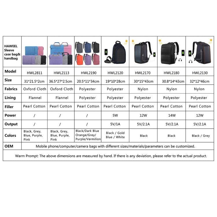 HAWEEL 14W Solar Panel Power Backpack Laptop Bag with Handle and 5V / 2.1A Max USB Charging Port(Black) - Backpack by HAWEEL | Online Shopping UK | buy2fix