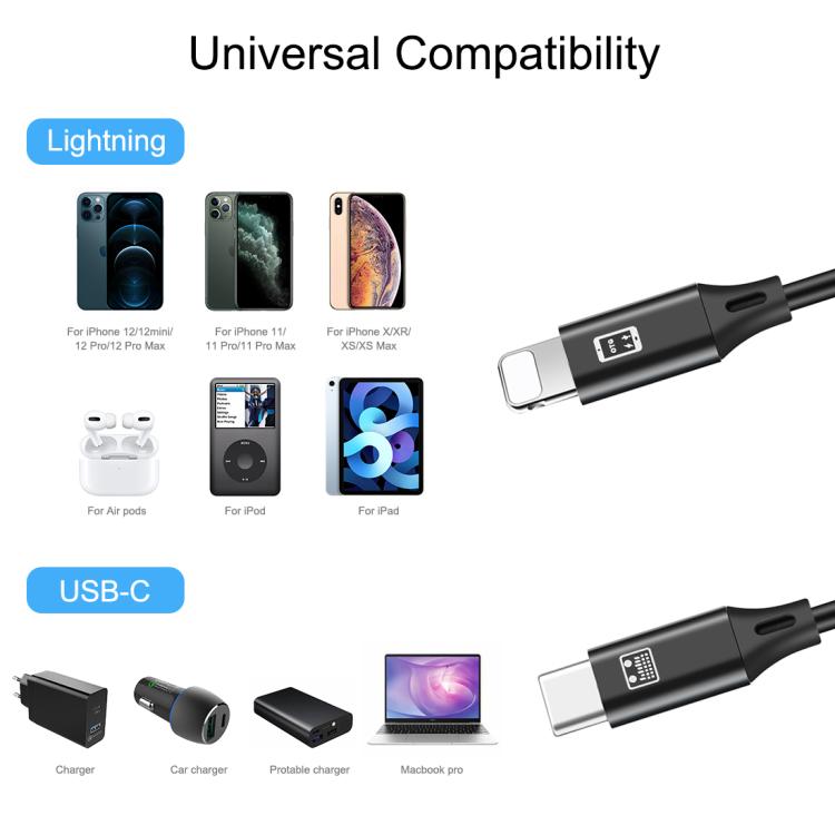 HAWEEL 1m USB-C / Type-C to 8 Pin OTG Sync Data / Charging Cable by buy2fix