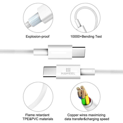 HAWEEL 100W USB-C / Type-C to USB-C / Type-C Fast Charging Data Cable, Length: 1.52m - USB-C & Type-C Cable by HAWEEL | Online Shopping UK | buy2fix