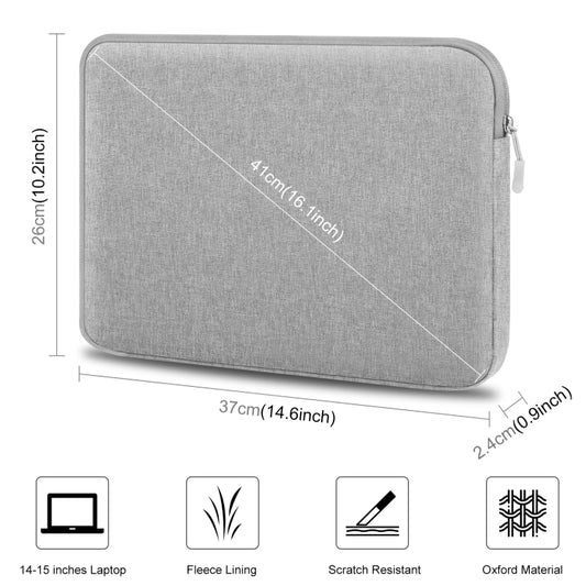 HAWEEL 15 inch Laptop Sleeve Case Zipper Briefcase Bag for 14-15 inch Laptop(Grey) - 15 inch by HAWEEL | Online Shopping UK | buy2fix