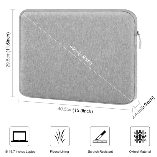 HAWEEL 16 inch Laptop Sleeve Case Zipper Briefcase Bag for 15-16.7 inch Laptop(Grey) - 15.6 - 17 inch by HAWEEL | Online Shopping UK | buy2fix