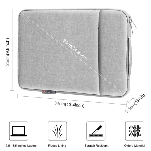 HAWEEL Laptop Sleeve Case Zipper Briefcase Bag with Handle for 12.5-13.5 inch Laptop(Grey) - 12.1 inch by HAWEEL | Online Shopping UK | buy2fix