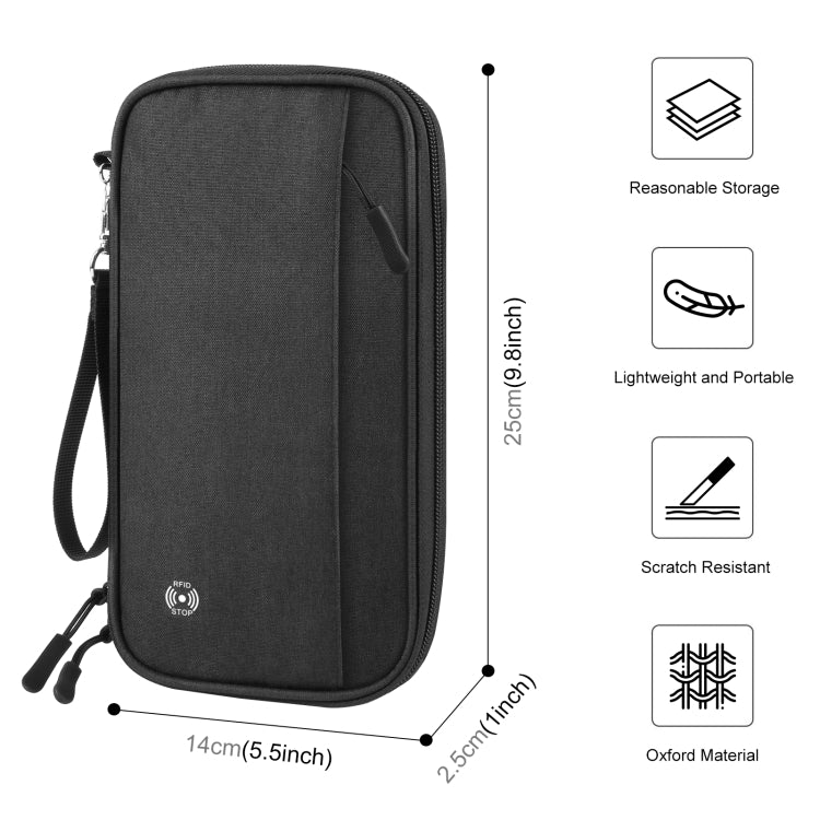 HAWEEL Clutch Bag Passport Wallet Document Organizer Credit Cards Case Bag (Black) - Card & Passport Bags by HAWEEL | Online Shopping UK | buy2fix