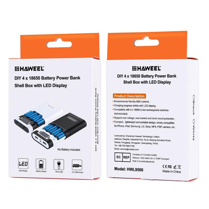 [US Warehouse] HAWEEL DIY 4 x 18650 Battery (Not Included) 10000mAh Power Bank Shell Box with 2 x USB Output & Display for iPhone, Galaxy, Sony, HTC, Google, Huawei, Xiaomi, Lenovo and other Smartphones(White) - Power Bank Box by HAWEEL | Online Shopping UK | buy2fix