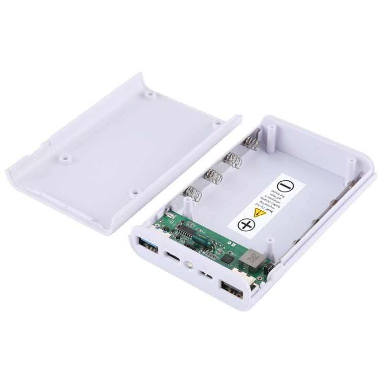 HAWEEL DIY 4x 18650 Battery (Not Included) 12000mAh Dual-way QC Charger Power Bank Shell Box with 2x USB Output & Display, Support QC 2.0 / QC 3.0 / FCP / SFCP / AFC / MTK / BC 1.2 / PD(White) by buy2fix