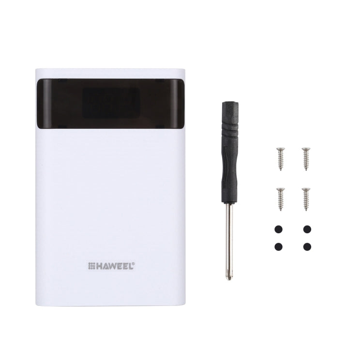 HAWEEL DIY 4x 18650 Battery (Not Included) 12000mAh Dual-way QC Charger Power Bank Shell Box with 2x USB Output & Display, Support QC 2.0 / QC 3.0 / FCP / SFCP / AFC / MTK / BC 1.2 / PD(White) by buy2fix