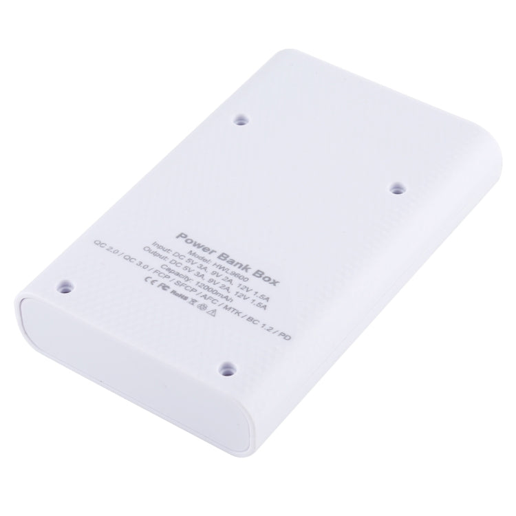 HAWEEL DIY 4x 18650 Battery (Not Included) 12000mAh Dual-way QC Charger Power Bank Shell Box with 2x USB Output & Display, Support QC 2.0 / QC 3.0 / FCP / SFCP / AFC / MTK / BC 1.2 / PD(White) by buy2fix