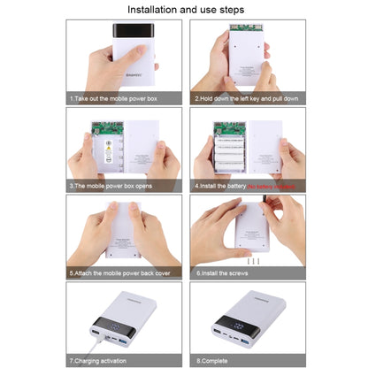 HAWEEL DIY 4x 18650 Battery (Not Included) 12000mAh Dual-way QC Charger Power Bank Shell Box with 2x USB Output & Display, Support QC 2.0 / QC 3.0 / FCP / SFCP / AFC / MTK / BC 1.2 / PD(White) by buy2fix