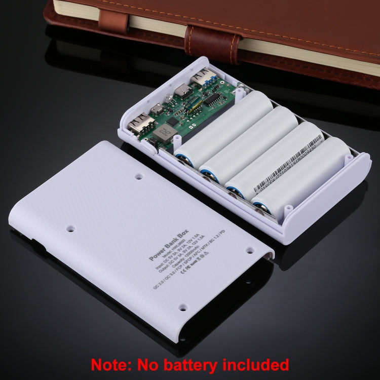 HAWEEL DIY 4x 18650 Battery (Not Included) 12000mAh Dual-way QC Charger Power Bank Shell Box with 2x USB Output & Display, Support QC 2.0 / QC 3.0 / FCP / SFCP / AFC / MTK / BC 1.2 / PD(White) by buy2fix
