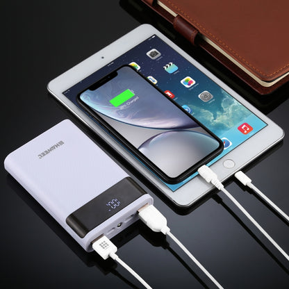 HAWEEL DIY 4x 18650 Battery (Not Included) 12000mAh Dual-way QC Charger Power Bank Shell Box with 2x USB Output & Display, Support QC 2.0 / QC 3.0 / FCP / SFCP / AFC / MTK / BC 1.2 / PD(White) by buy2fix