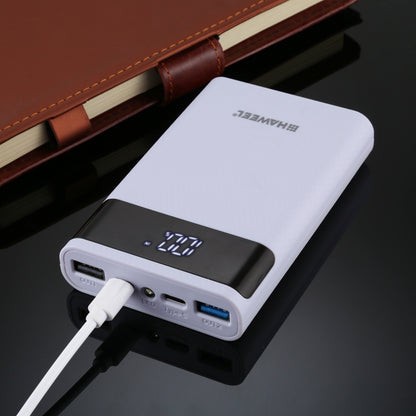 HAWEEL DIY 4x 18650 Battery (Not Included) 12000mAh Dual-way QC Charger Power Bank Shell Box with 2x USB Output & Display, Support QC 2.0 / QC 3.0 / FCP / SFCP / AFC / MTK / BC 1.2 / PD(White) by buy2fix