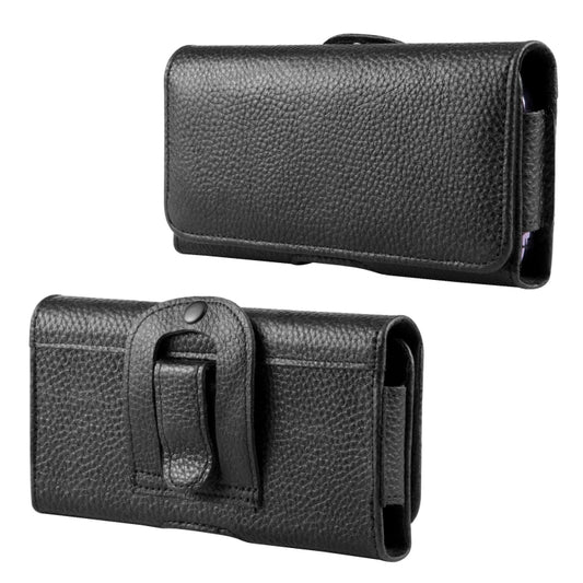 HAWEEL 6.1-6.8 inch Litchi Texture Genuine Leather Phone Belt Clip Horizontal Carrying Pouch (Black) - by HAWEEL | Online Shopping UK | buy2fix