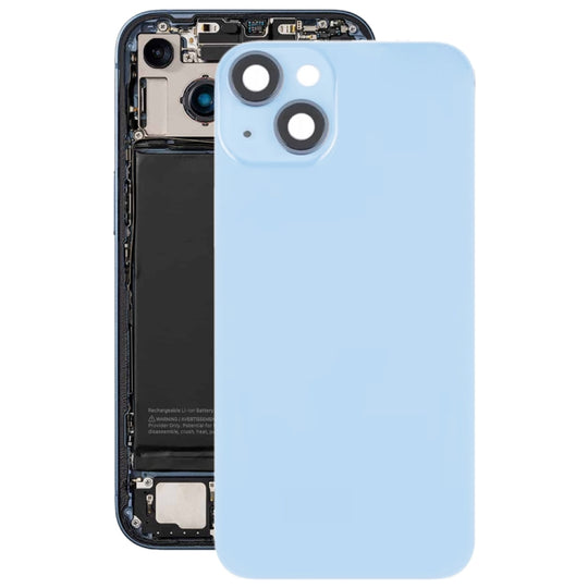 For iPhone 14 Glass Battery Back Cover with Flash Bracket + Wireless Charging Module(Blue)