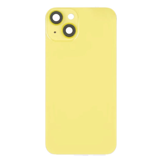 For iPhone 14 Glass Battery Back Cover with Flash Bracket + Wireless Charging Module(Yellow) by buy2fix