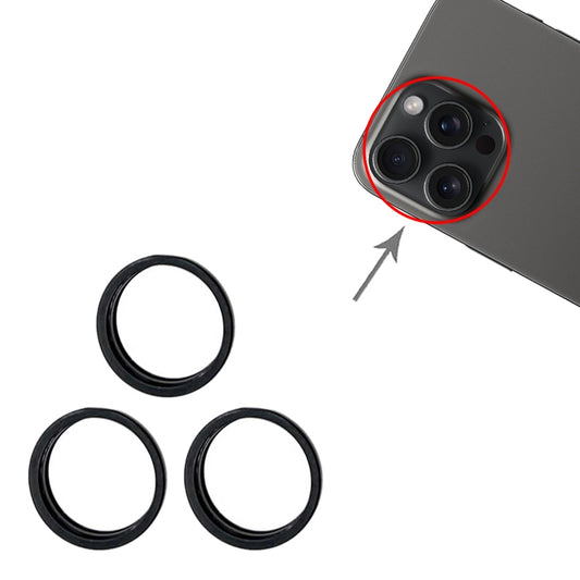 For iPhone 15 Pro / 15 Pro Max 3pcs/set Rear Camera Glass Lens Metal Outside Protector Hoop Ring (Black) - Camera Series by buy2fix | Online Shopping UK | buy2fix