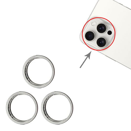 For iPhone 15 Pro / 15 Pro Max 3pcs/set Rear Camera Glass Lens Metal Outside Protector Hoop Ring (White) - Camera Series by buy2fix | Online Shopping UK | buy2fix