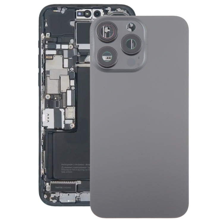 For iPhone 15 Pro Max Glass Battery Back Cover with Camera Lens Cover(Black) - Back Cover by buy2fix | Online Shopping UK | buy2fix