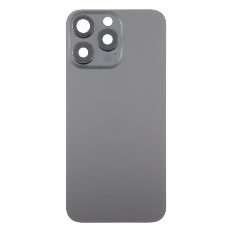 For iPhone 15 Pro Max Glass Battery Back Cover with Camera Lens Cover(Black) - Back Cover by buy2fix | Online Shopping UK | buy2fix
