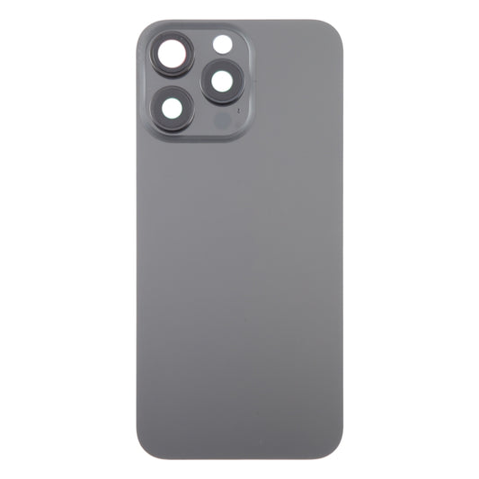 For iPhone 15 Pro Max Glass Battery Back Cover with Camera Lens Cover(Black) - Back Cover by buy2fix | Online Shopping UK | buy2fix