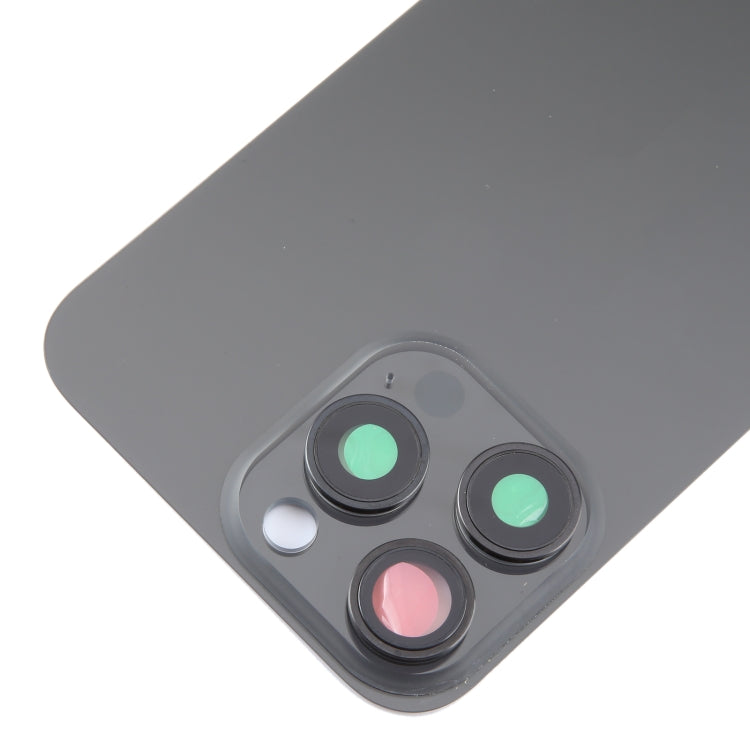 For iPhone 15 Pro Max Glass Battery Back Cover with Camera Lens Cover(Black) - Back Cover by buy2fix | Online Shopping UK | buy2fix