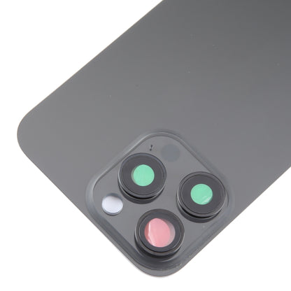 For iPhone 15 Pro Max Glass Battery Back Cover with Camera Lens Cover(Black) - Back Cover by buy2fix | Online Shopping UK | buy2fix