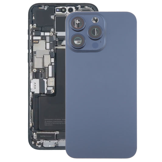 For iPhone 15 Pro Max Glass Battery Back Cover with Camera Lens Cover(Blue) - Back Cover by buy2fix | Online Shopping UK | buy2fix