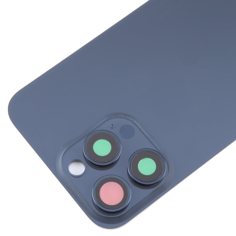 For iPhone 15 Pro Max Glass Battery Back Cover with Camera Lens Cover(Blue) - Back Cover by buy2fix | Online Shopping UK | buy2fix