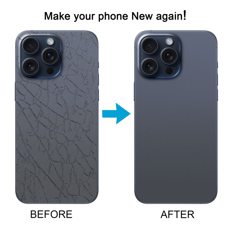 For iPhone 15 Pro Max Glass Battery Back Cover with Camera Lens Cover(Blue) - Back Cover by buy2fix | Online Shopping UK | buy2fix