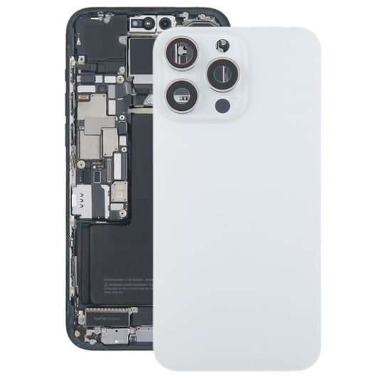 For iPhone 15 Pro Max Glass Battery Back Cover with Camera Lens Cover(White) - Back Cover by buy2fix | Online Shopping UK | buy2fix