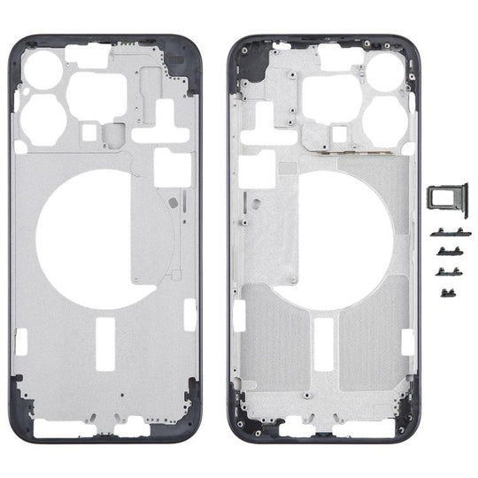 For iPhone 15 Pro Max Middle Frame Bezel Plate with Side Keys + Card Tray, Version:CE EU Version (Blue)