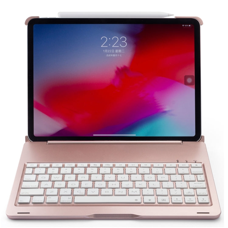 F105A Colorful Backlight Aluminum Backplane Wireless Bluetooth Keyboard Tablet Case for iPad Pro 11 inch （2018） (Rose Gold) - For iPad Pro by buy2fix | Online Shopping UK | buy2fix