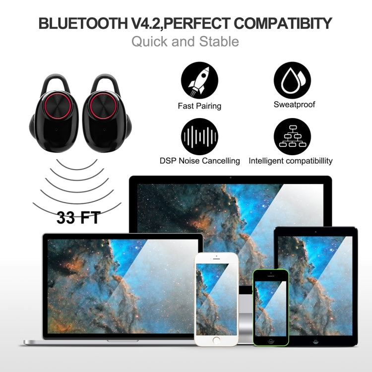 BTH-V5 DSP Noise Cancelling Earbuds Sports Wireless Bluetooth V5.0  Headset with Charging Case, Compatible with iPhone and Android(Black) - Bluetooth Earphone by buy2fix | Online Shopping UK | buy2fix